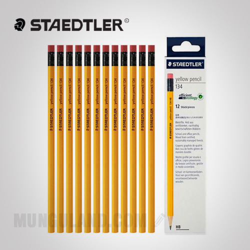 스테들러 연필 134지우개연필(옐로우연필) HB,2B